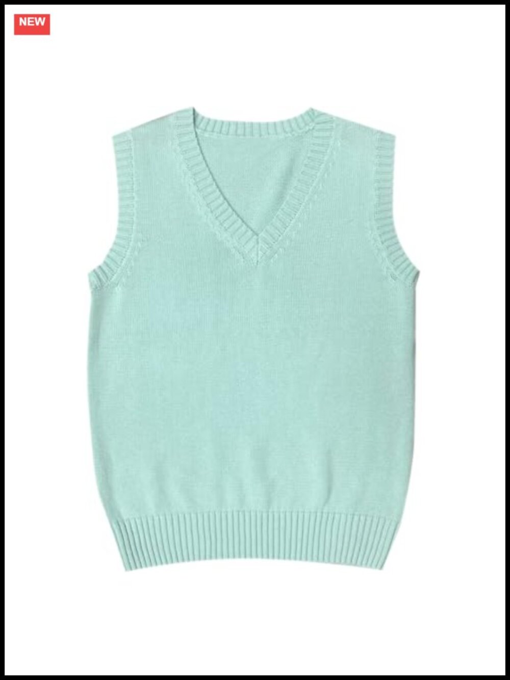 100% Cotton V Neck Sweater Vest Sleeveless Knit Pullover JK Uniform